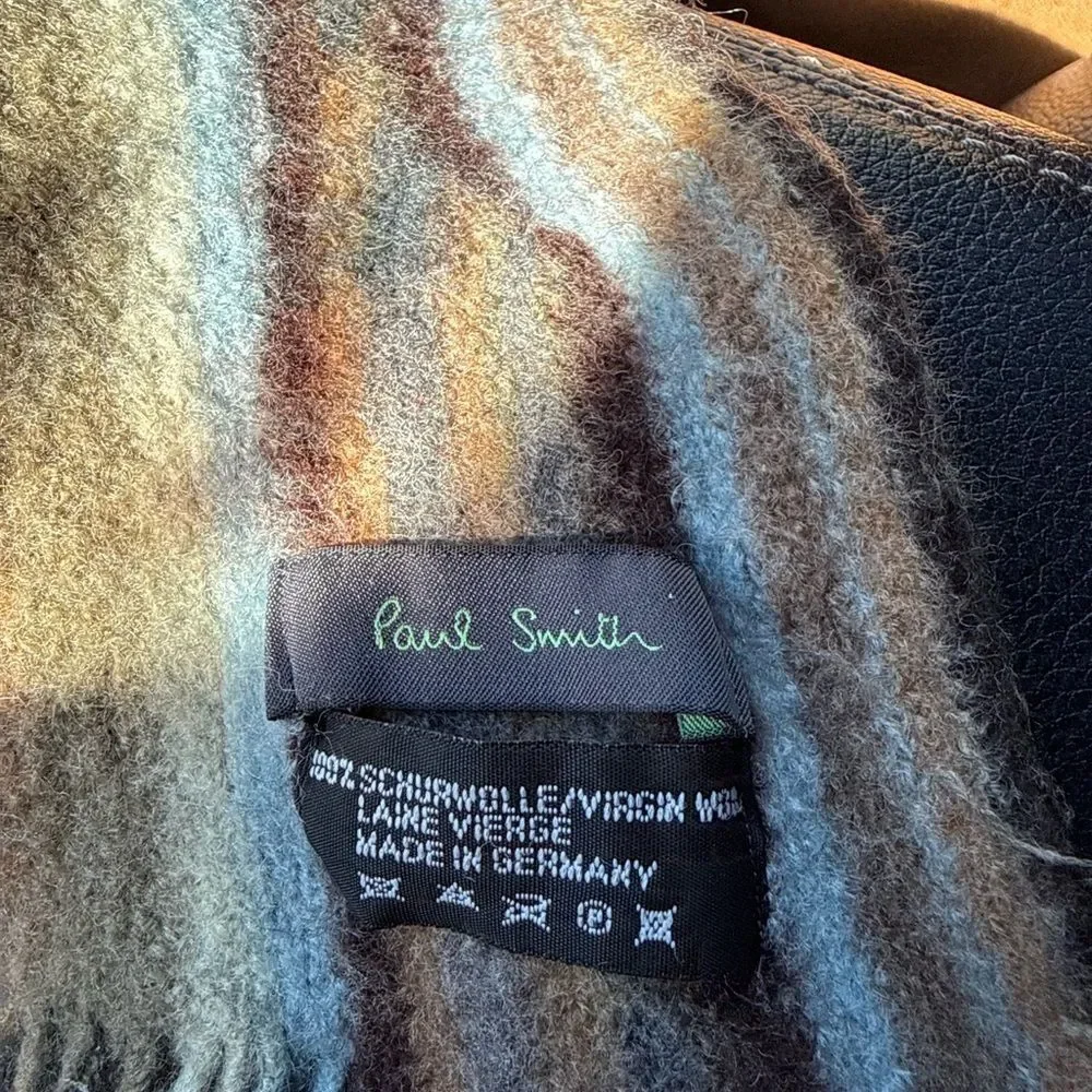 Vintage Paul Smith 100% Virgin Wool Striped Throw Blanket 61x47 Made in Germany
